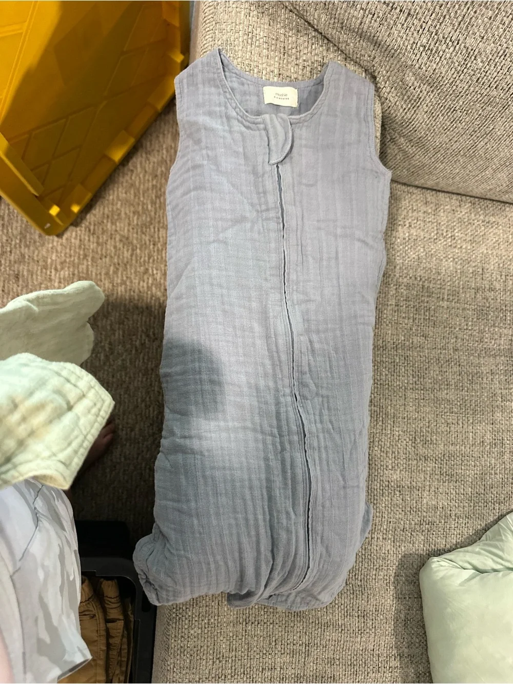 Mushie sleep sack Set of 2 - Sage and Light Blue Muslin